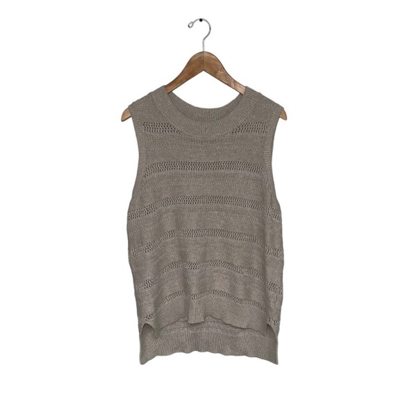 Joie‎ Tunic Sweater Women's Size Medium Beige Cotton Knit Sleeveless Vest Long - Picture 1 of 7